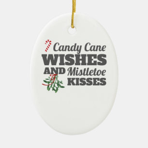 Décoration En Céramique Sucres de canne et Mistletos Baisers Noël G