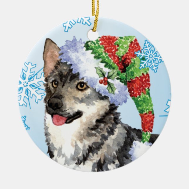 Décoration En Céramique Suédois heureux Vallhund de Howlidays (Devant)
