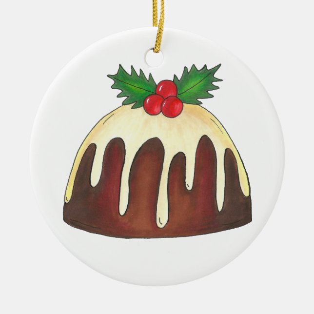 Décoration En Céramique Sugar Plum Pudding Christmas Holiday Dessert (Devant)