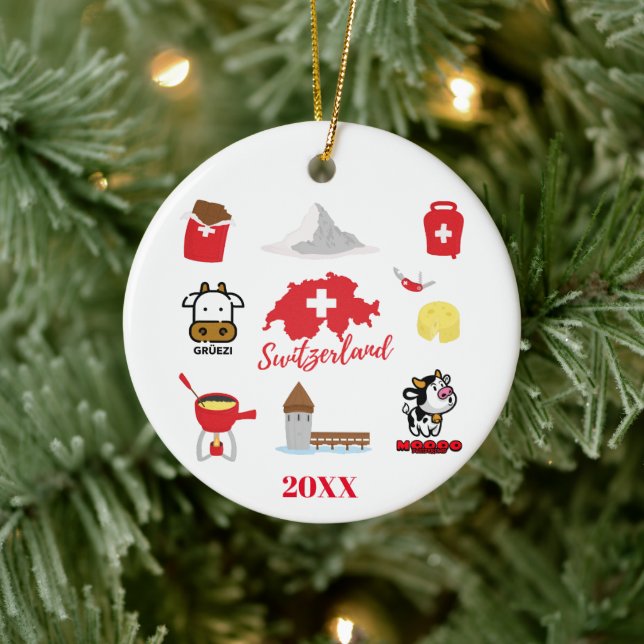 Décoration En Céramique Suisse - Suisse Souvenir Combo (Arbre)