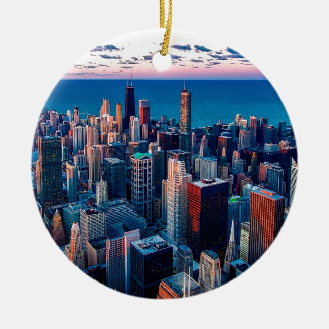 Décoration En Céramique Sundown de Chicago Skyline (Devant)