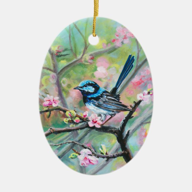 Décoration En Céramique Superbe Fairy Wren - (Devant)