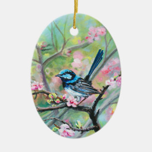 Décoration En Céramique Superbe Fairy Wren -