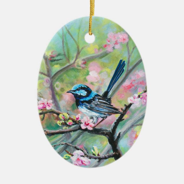 Décoration En Céramique Superbe Fairy Wren - (Devant)