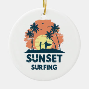 Décoration En Céramique Surf - Surf au coucher du soleil 