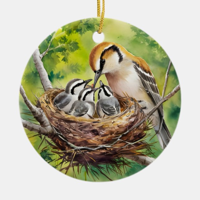 Décoration En Céramique Sweet bird nest painting (Devant)