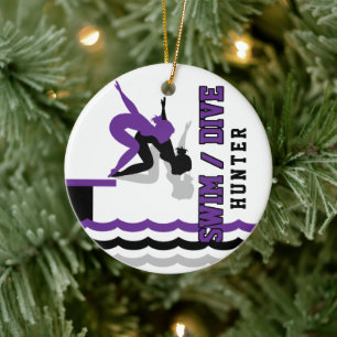 Décoration En Céramique Swim Dive Team - Violet et Noir