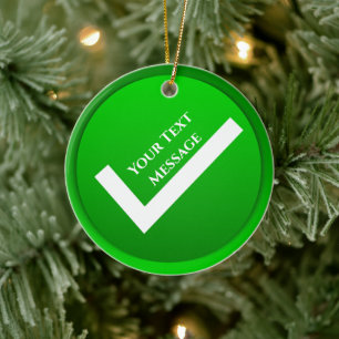 Décoration En Céramique Symbole de chèque vert Noël
