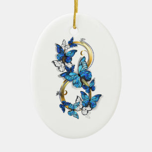 Décoration En Céramique Symbole infini de papillons Morpho bleus