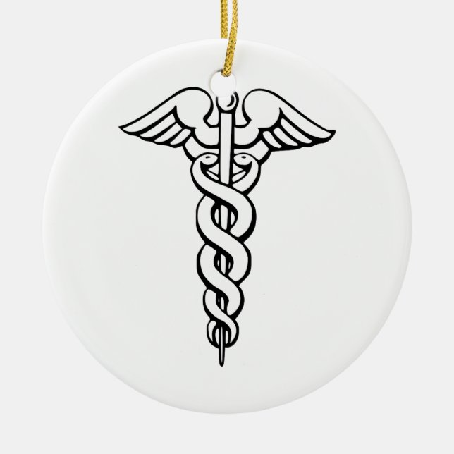 Décoration En Céramique Symbole Médicale de Caduceus (Devant)