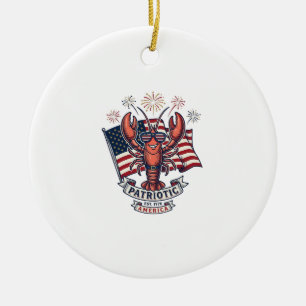 Décoration En Céramique T-Shirt_1 Gravure Vintage Drapeau Homard Patriotiq