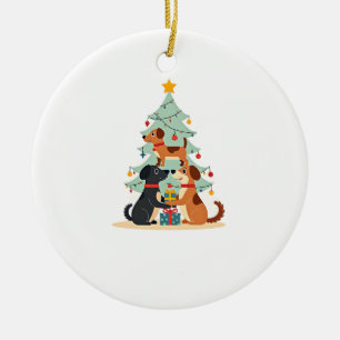 Décoration En Céramique T-Shirt Chien Arbre de Noël Drôle Mignon Chiots X