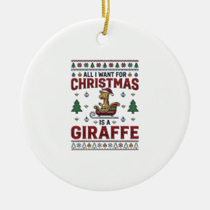 Décoration En Céramique T-Shirt Noël Girafe Chariot Drôle Vacances Des