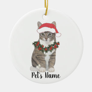 Décoration En Céramique Tabby Cat personnalisé (gris)