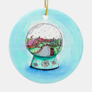 Décoration En Céramique Tableau du Globe des neiges du village anglais