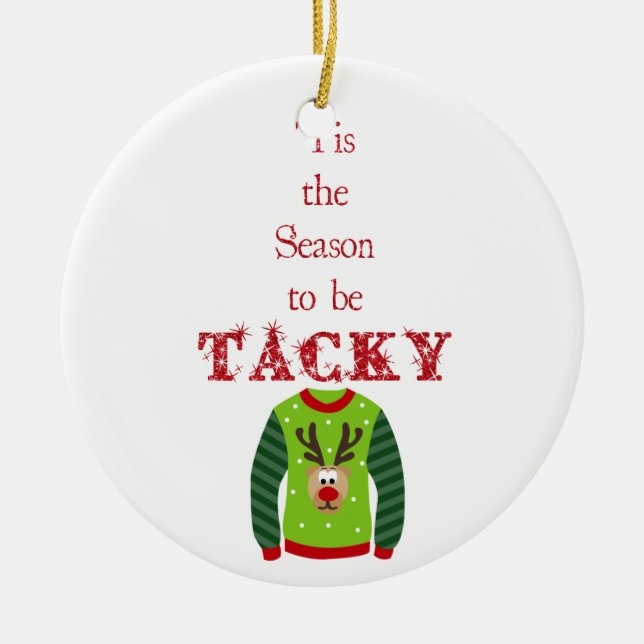 Décoration En Céramique Tacky Christmas Sweater Ornament (Devant)