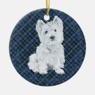 Décoration En Céramique Tartan Black Watch Westie
