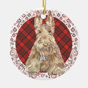 Décoration En Céramique Tartan écossais roux
