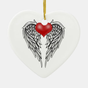Décoration En Céramique Tatouage du coeur de l'ange