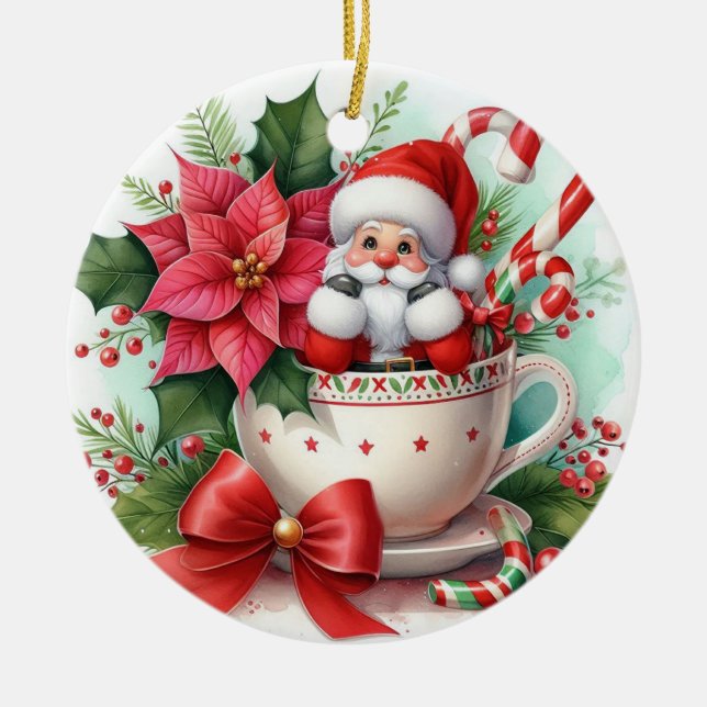 Décoration En Céramique Teacup Père Noël 6 (Devant)