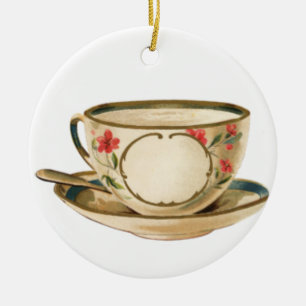 Décoration En Céramique Teacup Ronde de Noël classique