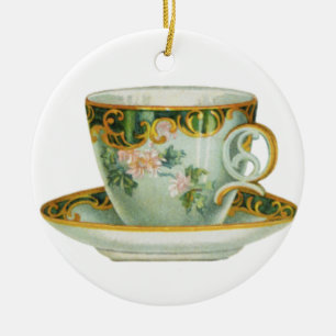 Décoration En Céramique Teacup Ronde de Noël classique