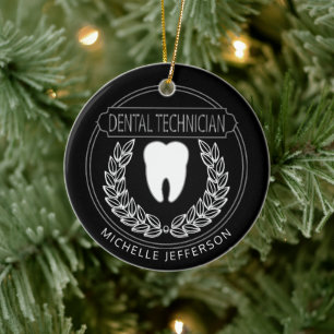 Décoration En Céramique Technicien de 🦷 dentaire - Noir, Blanc et Argent