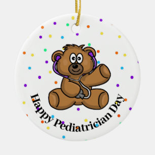 Décoration En Céramique Teddy Bear Doctor Pediatrician Nom de l'organisme