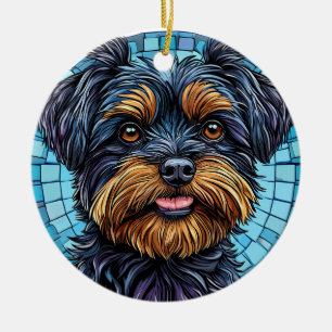 Décoration En Céramique Térrier chien noir et marron