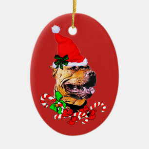 Décoration En Céramique Terrier Pit Bull Américain Noël