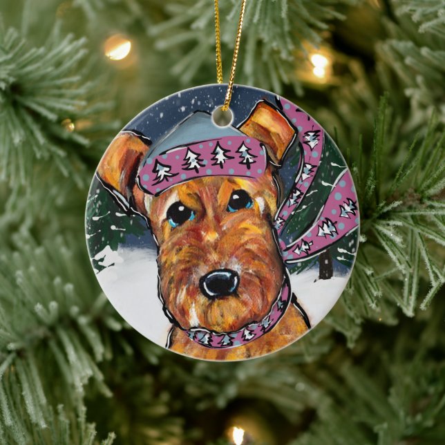 Décoration En Céramique Terriers Airedale (Arbre)