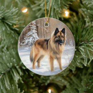 Décoration En Céramique Tervuren Belge Qu'il neige Noël