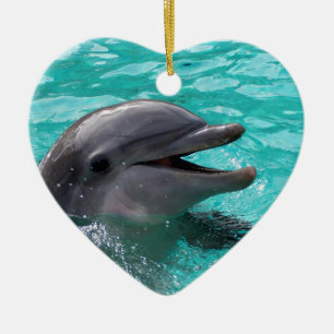 Décoration En Céramique Tête de dauphin dans l'eau bleu vert