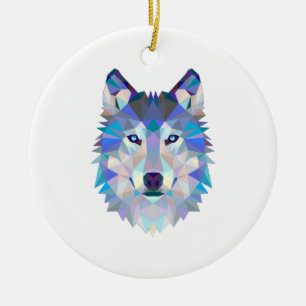 Décoration En Céramique Tête de loup polygonale géométrique