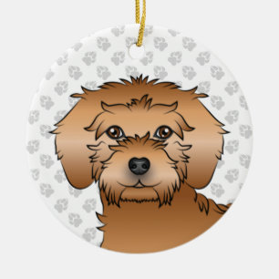 Décoration En Céramique Tête de mini Goldendoodle couleur abricot dessin a