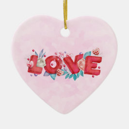 Décoration En Céramique Texte d'amour rouge en lettres bloc gras Aquarelle