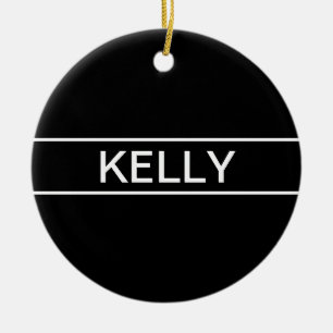 Décoration En Céramique Texte personnalisable   Bold Modern Black & White