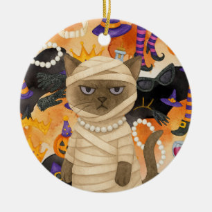 Décoration En Céramique Thème Halloween pour les amoureux de chats siamois