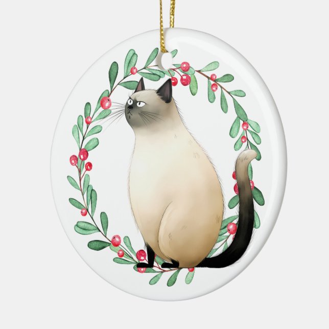 Décoration En Céramique Thème Noël de chats de Siamese (Gauche)