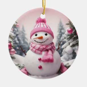 Décoration En Céramique Thème rose personnalisé Noël Snowman