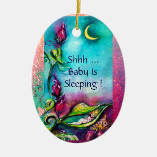 DÉCORATION EN CÉRAMIQUE THUMBELINA, PANIER À FLEURS ET BOUTEILLE