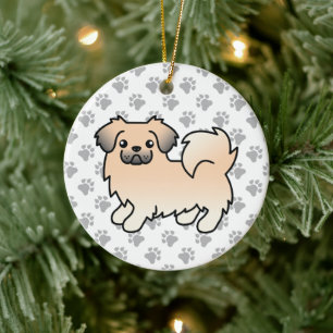 Décoration En Céramique Tibétain Spaniel couleur sable crème Chien de dess