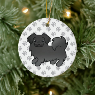 Décoration En Céramique Tibétain Spaniel Noir Chien de Dessin Animé Mignon