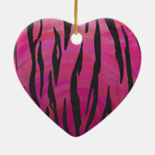 Décoration En Céramique Tiger rose chaud et noir