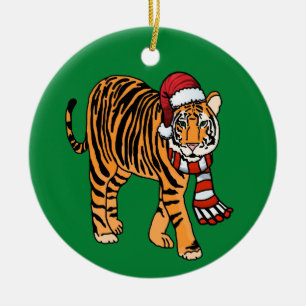 Décoration En Céramique Tigre de Noël