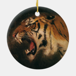 Décoration En Céramique Tigre du Bengale vintage Grosse chatte Gravure, an