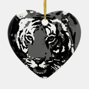Décoration En Céramique Tigre noir blanc Pop Art