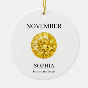 Décoration En Céramique Topaze de Novembre Anniversaire Personnalisé