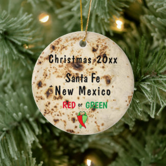 Décoration En Céramique Tortilla et Chili Red ou Green Père Noël Fe Sud-Ou