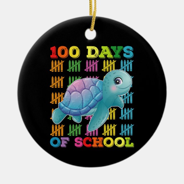 Décoration En Céramique Tortue 100 Jours De Classe Enseignant Élève (Devant)